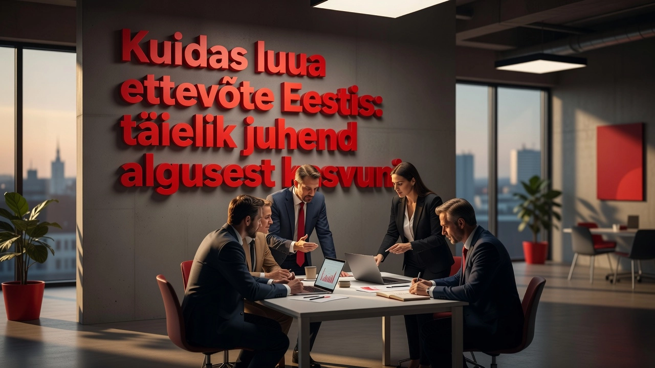 Professional header image for step-by-step guide: Kuidas luua ettevõte Eestis: täielik juhend algusest kasvuni