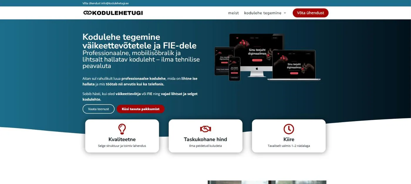 Kodulehetugi.ee teenuselehe avaleht
